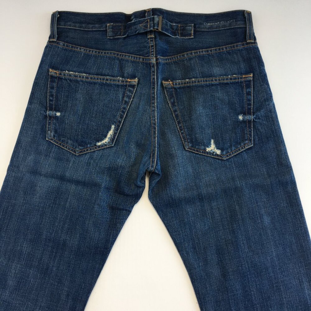 Current/Elliott The Buckle Back Button Fly Selvedge Jeans 30